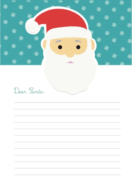 Letter Template Santa Claus Illustration His Head Top Turquoise Background — Stock Vector