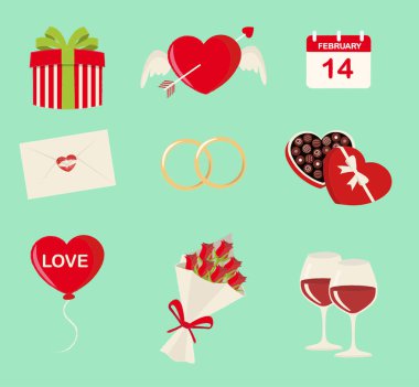 Dokuz Saint Valentine's sembolleri ayarla