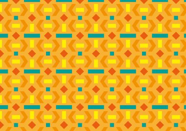 Dikdörtgenler, kareler, eşkenar dörtgenler ve üçgenler ile turuncu geometrik desen