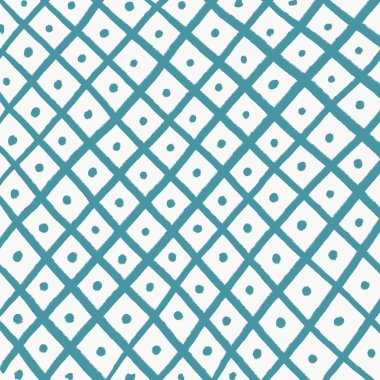 Beyaz arka planda el çizilmiş turkuaz eşkenar dörtgen deseni