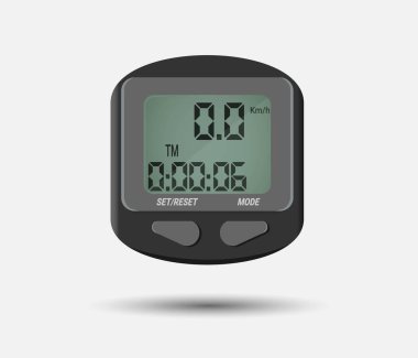 Vektör bisiklet hız göstergesi bilgisayarı. Bisiklet hız göstergesi simgesi. Web tasarımı için bisiklet hız göstergesi ikonunun düz çizimi. Vektör illüstrasyonu.