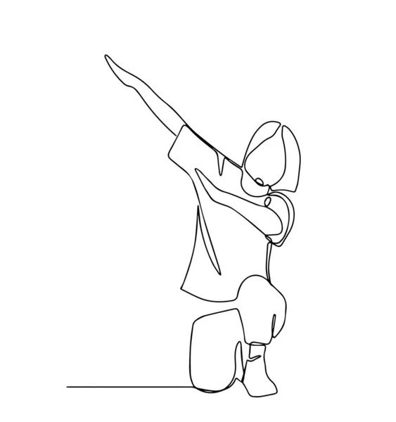 Nepřetržitá Čára Kresby Lidí Tančící Posměšné Gesto Vektorová Ilustrace Dabing — Stockový vektor