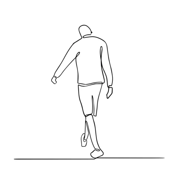 Homme Marche Arrière Vue Une Ligne Illustration Vectorielle — Image vectorielle