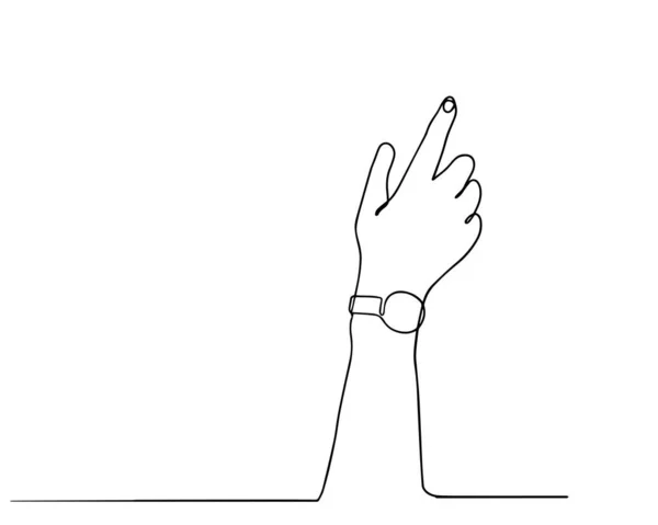 Безперервна Лінія Малювання Пальця Вказує Щось Рука Вказує Лінію Векторні — стоковий вектор
