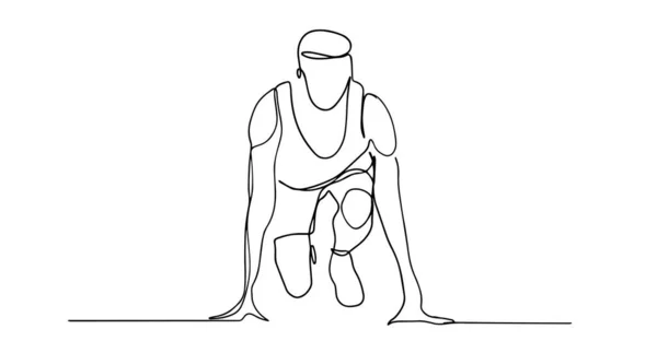Бег Бег Спортсмен Вектор Непрерывный Рисунок Линии Одна Сплошная Линейка — стоковый вектор