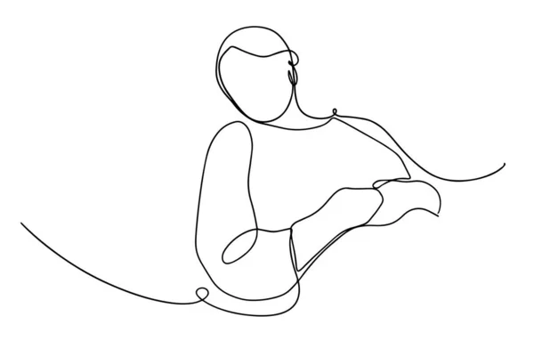 Mujer Acostada Sintiéndose Enferma Dibujo Vector Una Línea Ilustración Trazado — Vector de stock