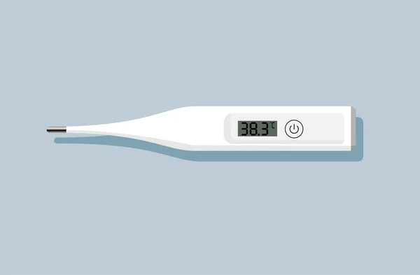 Medizinisches Thermometer. Digitales Thermometer isoliert mit langem Schatten. Flaches Design, Vektorillustration. Elektronische Thermometer zeigen Temperatur gesunden Menschen. Thermometer-Symbol. — Stockvektor