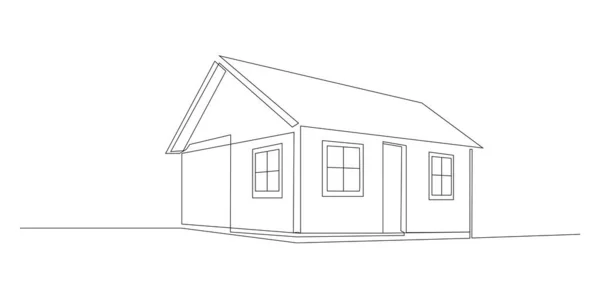 Kontinuální kresba domu, koncept bytové výstavby, logo, symbol, konstrukce, ilustrační jednoduchost.vektor. jedna čára kresby domu. kresba domu v perspektivě. Vektor. — Stockový vektor