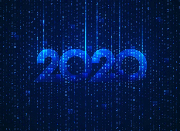 디지털 세계의 2020 New Year Combined Binary Code — 스톡 벡터