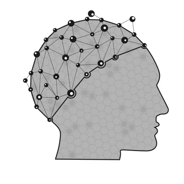 Concept Analyse Cérébrale Tête Humaine Avec Outil Balayage — Image vectorielle