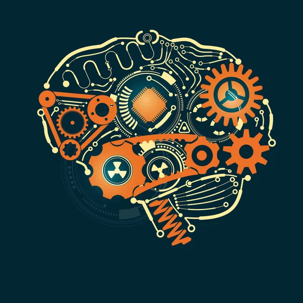 Graphique Cerveau Look Technologique — Image vectorielle