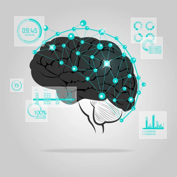 Gráfico Cerebro Apariencia Tecnológica — Archivo Imágenes Vectoriales