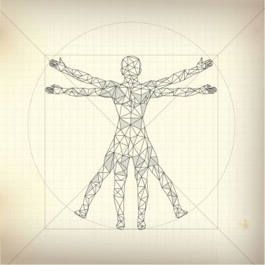 Leonardo Da Vinci Vitruvivyan erkek, insan anatomisi ya da insan oranı çizimi