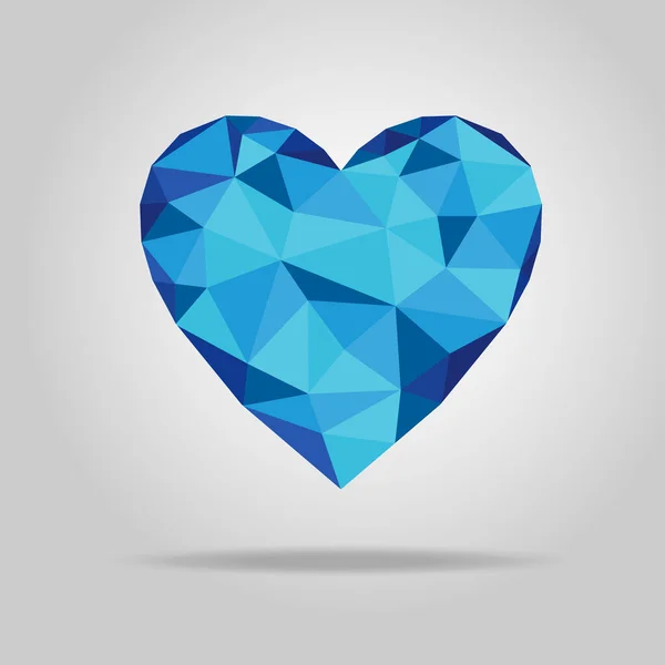 Graphic Blue Polygon Heart — Stock Vector