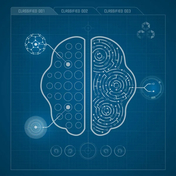 Plano Del Cerebro Robótico Estilo Futurista — Archivo Imágenes Vectoriales