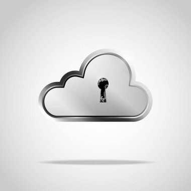 Metalik bulut grafiği anahtar tutucu, siber güvenlik konsepti