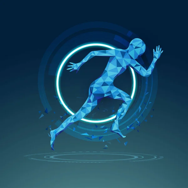 Concept Science Sport Low Poly Man Running — Image vectorielle