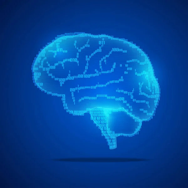 Forma Del Cerebro Combinada Con Código Binario Concepto Tecnología Médica — Vector de stock