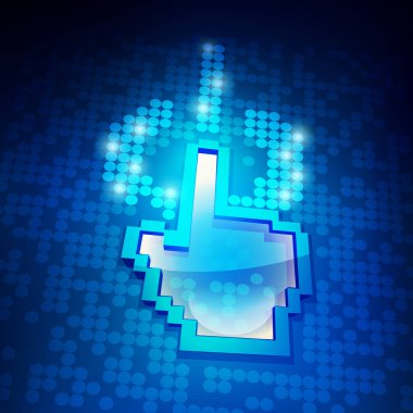 Vektör gücü başlatma düğmesi teknolojide el işaretçisi ile