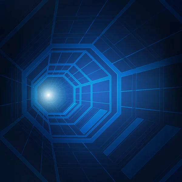 Tunnel Futuriste Cercle Dans Thème Technologique Concept Passerelle Numérique Fond — Image vectorielle
