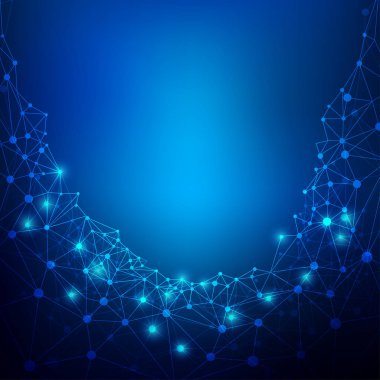 Düşük poli bağlantılı nokta ve satır arkaplan, dijital teknoloji bağlantısı kavramı