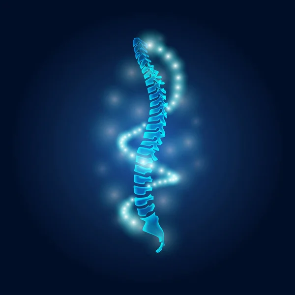 Human Spine Light Dna Science Fiction Theme — Stock Vector