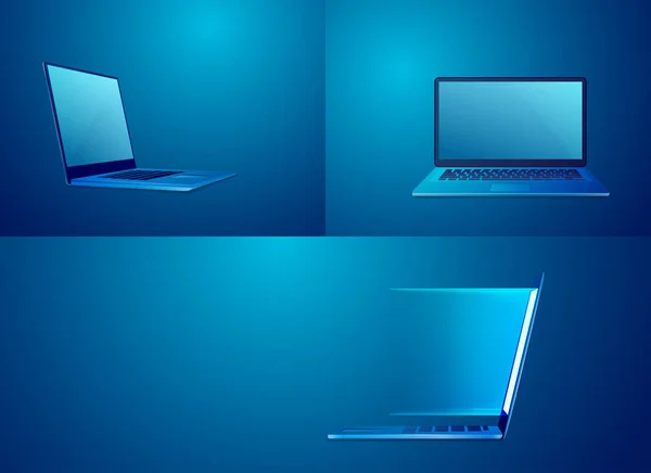 Computer Laptop Mit Blauem Hintergrund Zur Dekoration — Stockvektor