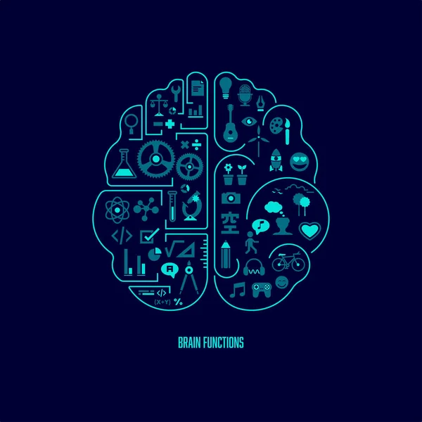 Концепция Функций Мозга Слева Логикой Справа Творческим — стоковый вектор