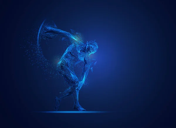 Graphique Discobolus Présenté Dans Style Futuriste Polygonal — Image vectorielle