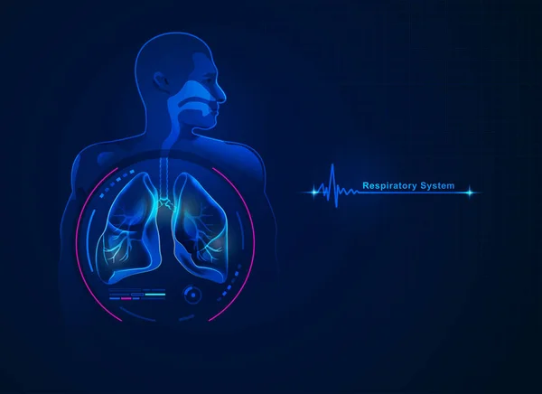 Gráfico Del Sistema Respiratorio Con Elemento Futurista Sanitario — Vector de stock