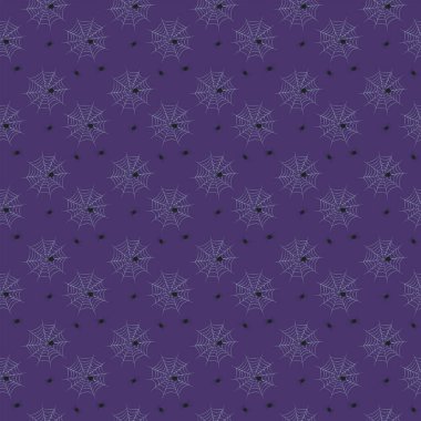 Kusursuz desen - mor arkaplanda örümcek ve ağ