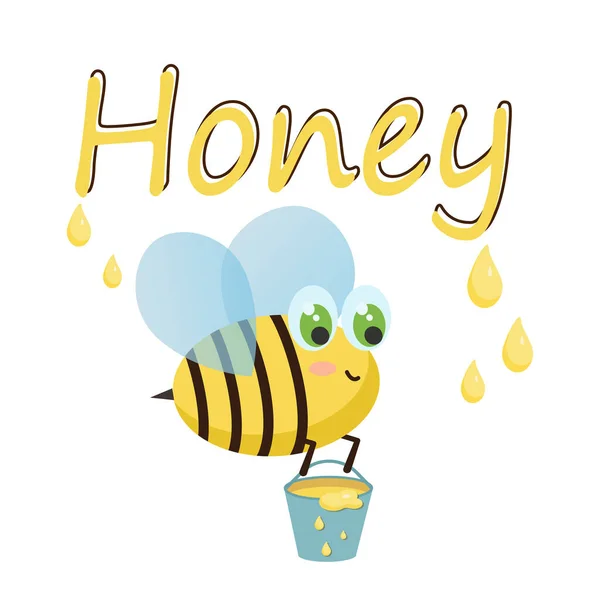 Medový plakát, Ilustrace včel a medový nápis. Vektorová grafika — Stockový vektor