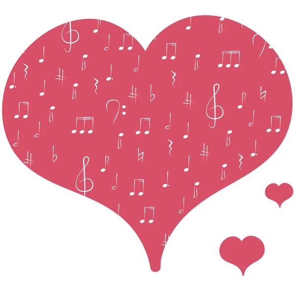 Imprimer - Coeur avec l'image de signes musicaux isolés sur un fond blanc. Graphiques vectoriels — Image vectorielle