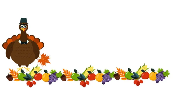 Баннер Рамка Изображением Овощей Орехов Турции Белом Фоне Векторная Графика — стоковый вектор