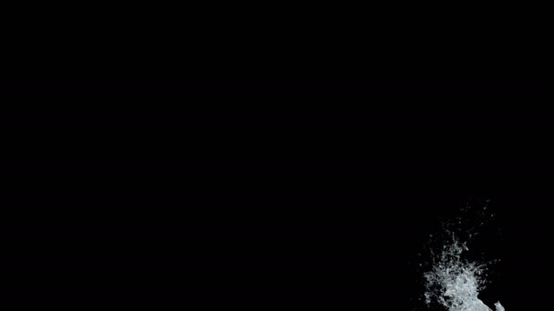 Víz Fröccsenés Lassított Felvétel Fekete Háttér Fekete Illusztráció Tervezés — Stock videók
