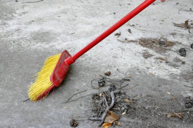 Görüntü kırmızı fırça çöp temizleme.
