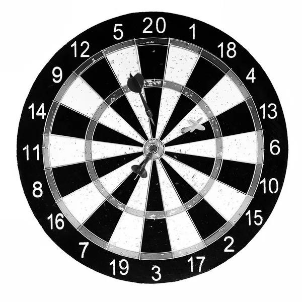 Dart board isolated on a white background.black and white image — Stock Photo, Image