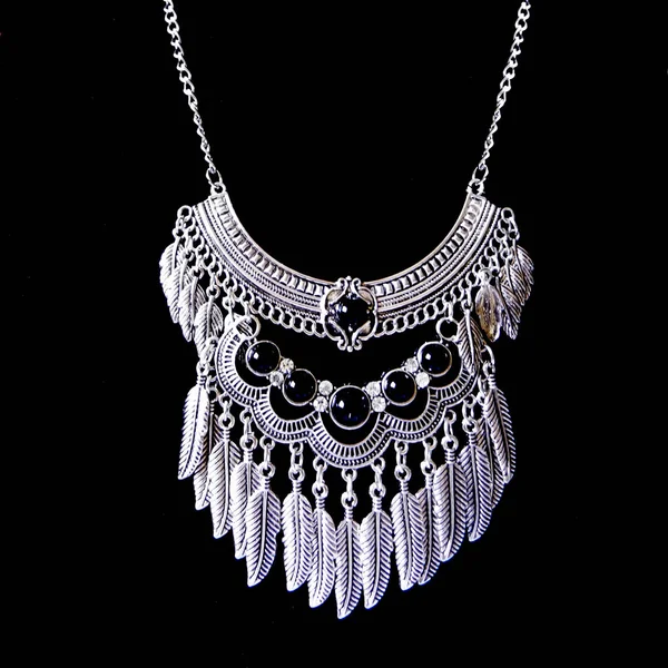 Necklace on a black background in close up — Stock Photo, Image