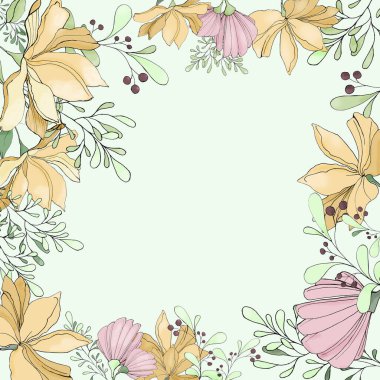 Paketleme veya kart tasarımı için alışılmadık çiçek desenleri