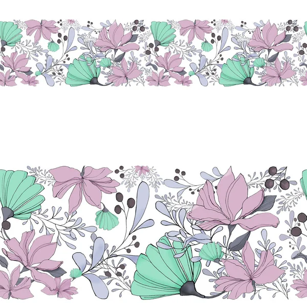 illustration floral border for fabric or wallpaper