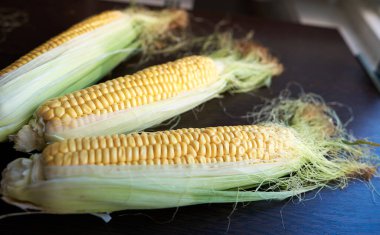 Yapraklı dört altın mısır kulağı. Alçakgönüllülük. Üst görünüm