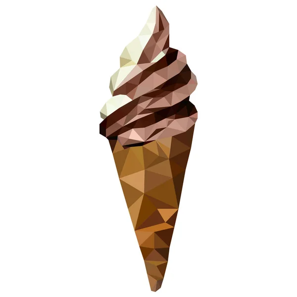 Imagem Ilustração Vetorial Sorvete Apetitoso Com Chocolate Cone Waffle Estilo —  Vetores de Stock