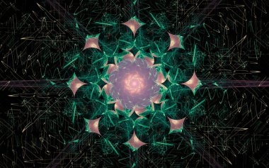 güzel soyut geometrik şekillerden oluşan bir bilgisayarda dijital resim oluşturuldu, bir arkaplan resmi veya web tasarımı için farklı renk çizgileri