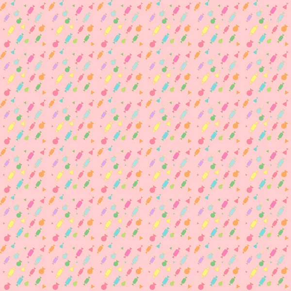 Vector Illustration Background Seamless Image Candy Rain Different Sweets Pale — Stock Vector