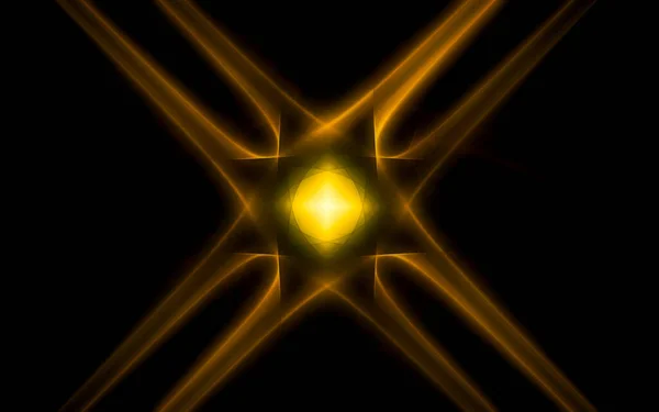 Абстрактная Иллюстрация Фантастической Звезды Множеством Лучей Черном Фоне — стоковое фото