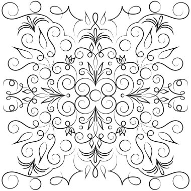 vektör illüstrasyon arkaplan görüntü klasik deseni siyah çizgi beyaz arkaplan üzerinde iç içe geçmiş dallar ve yapraklar şeklinde.