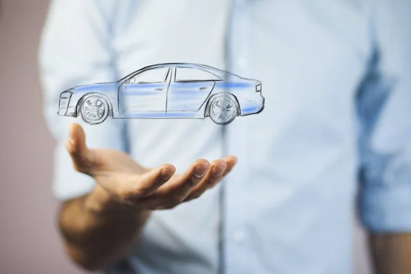 Man Hand Car Icon Close — Stock Photo, Image