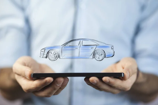 Businessman Tablet Car Icon — Stock Photo, Image