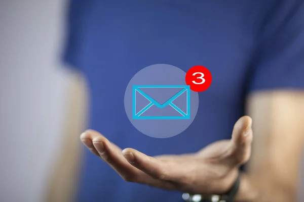 mail marketing concept. hand with   mail icon