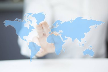 Dünya Haritası dokunmadan iş adamı